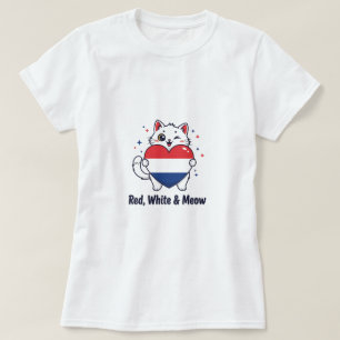 Vermelho, Branco e Meia - Camisa Gato Patriótica