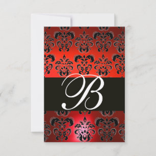 VERMELHO BRANCO RUBY DAMASK MONOGRAM RSVP