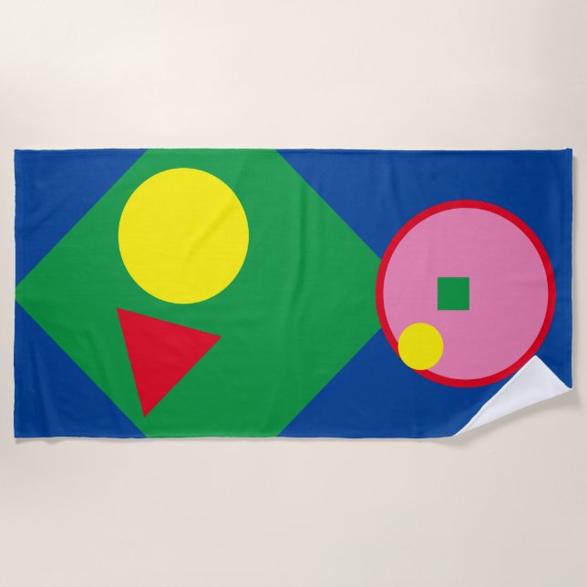 Vermelho Brilhante, Amarelo, Toalha de Praia Geo M (Frente)