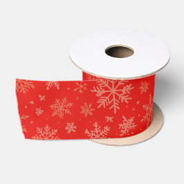 Vermelho Brilhante com Flocos de Neve Dourados