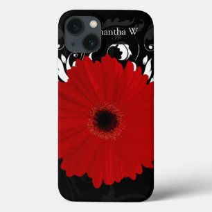 Vermelho brilhante Gerbera Daisy em preto
