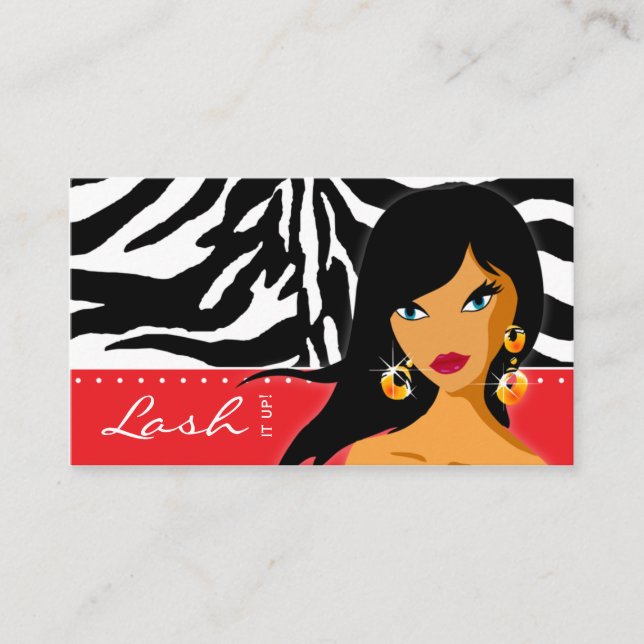 Vermelho Cartão de visita Zebra de Eyelash (Frente)