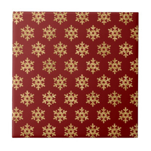 Vermelho Clássico Dourado Metálico Floco de Neve N