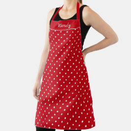 Vermelho com Bolinhas Apron Branco