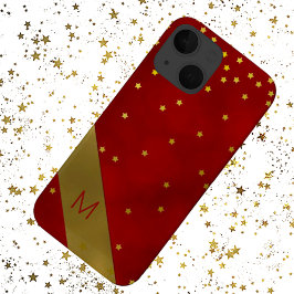 Vermelho Com Estrelas Douradas Monogramadas