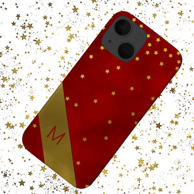 Vermelho Com Estrelas Douradas Monogramadas (Criador carregado)