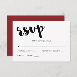 Vermelho com resposta Rsvp de Casamento com Tipogr