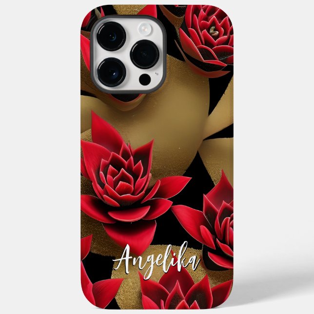 Vermelho Contemporâneo e Abstrato Dourado Minimali (Verso)