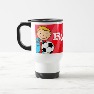 Vermelho da caneca da letra do nome 4 do futebol