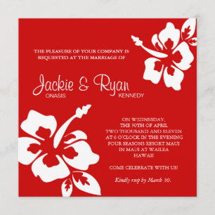 Vermelho de Flor de Hibiscus Convite para Casament