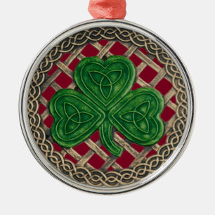 Vermelho De Ornamento De Shamrock E Nódulos Céltic