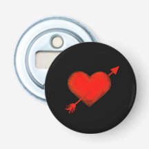 Vermelho de Seta Cupido no Aberto da Garrafa Preta
