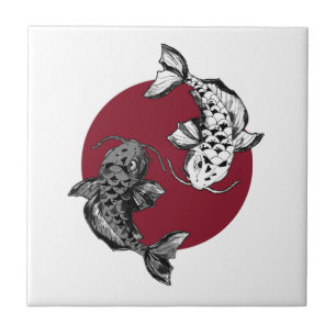 Vermelho do Círculo Koi Carp Japonês