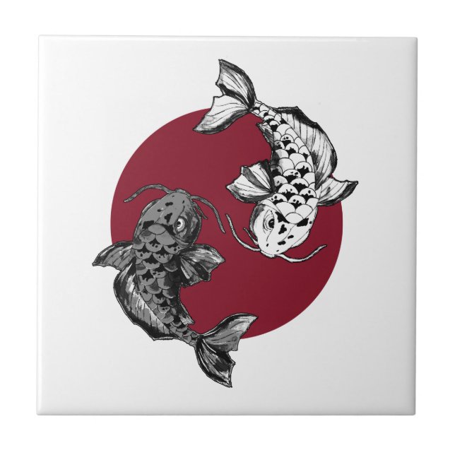 Vermelho do Círculo Koi Carp Japonês (Frente)