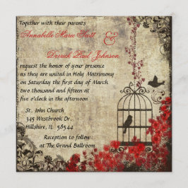 Vermelho do convite do casamento do Birdcage do