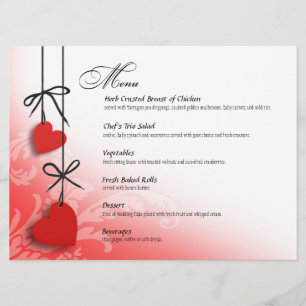 Vermelho do menu do comensal dos Heartstrings