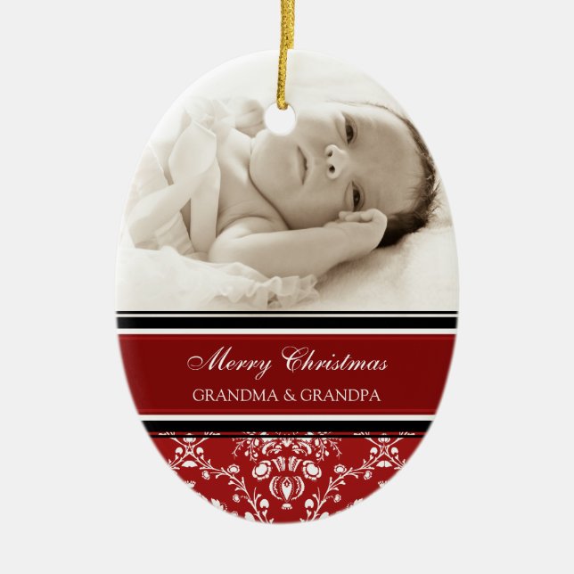 Vermelho do ornamento das avós do Feliz Natal da (Frente)