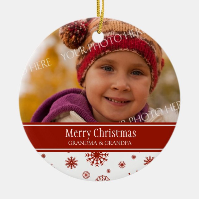 Vermelho do ornamento das avós do Feliz Natal da (Frente)
