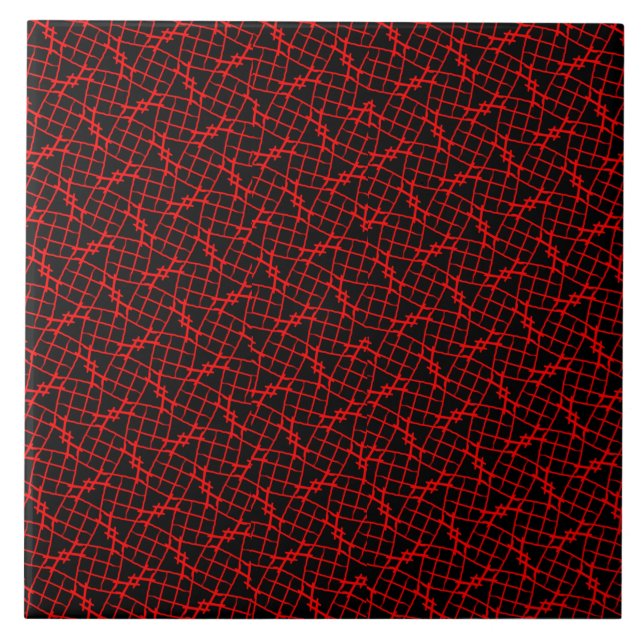 Vermelho e azulejo modelado preto (Frente)
