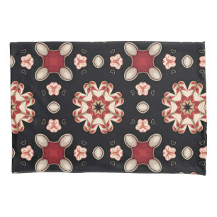 Vermelho e Bege Floral Geométrico