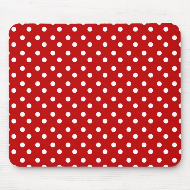 Vermelho e branco pontilha Mousepad (Frente)