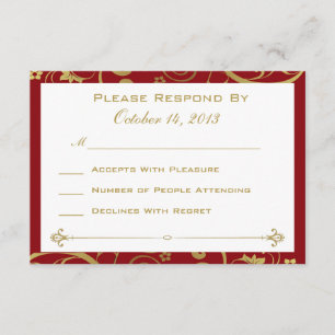 Vermelho e cartão Dourado do redemoinho RSVP