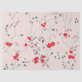 Vermelho e Cream Chinoiserie Papel Tecido Floral