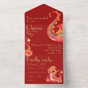 Vermelho e ouro, ano novo chinês, ano do dragão