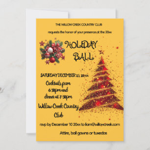 Vermelho e ouro. Convite para bola de Natal