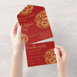 Vermelho e ouro, crista de dragão, ano novo chinês