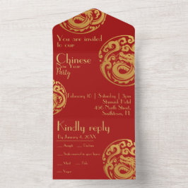 Vermelho e ouro, crista de dragão, ano novo chinês