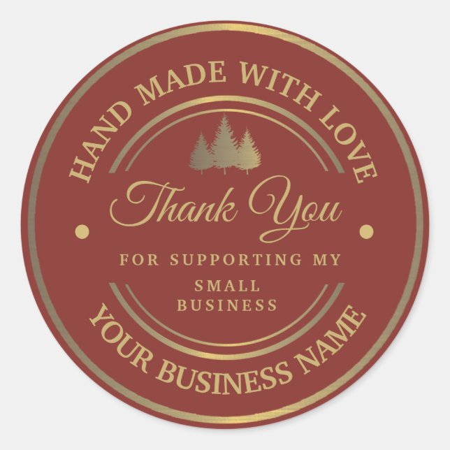 Vermelho e ouro | obrigado clássico adesivo redond (Frente)