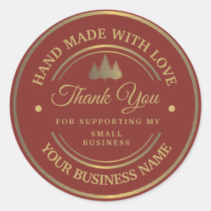 Vermelho e ouro   obrigado clássico adesivo redond