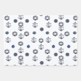 Vermelho Elegante Branco e Azul Náutico Curto