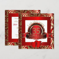 Vermelho elegante & o ouro rodam convite de festas