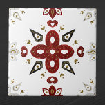 Vermelho Escandinavo Azul Dourado Gráfico Nórdico<br><div class="desc">Design nórdico em vermelho,  azul e ouro em branco</div>