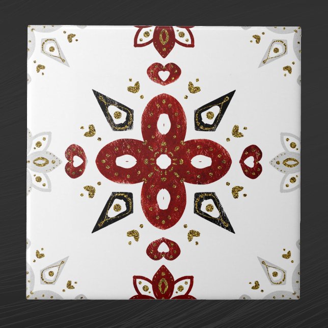 Vermelho Escandinavo Azul Dourado Gráfico Nórdico (Criador carregado)