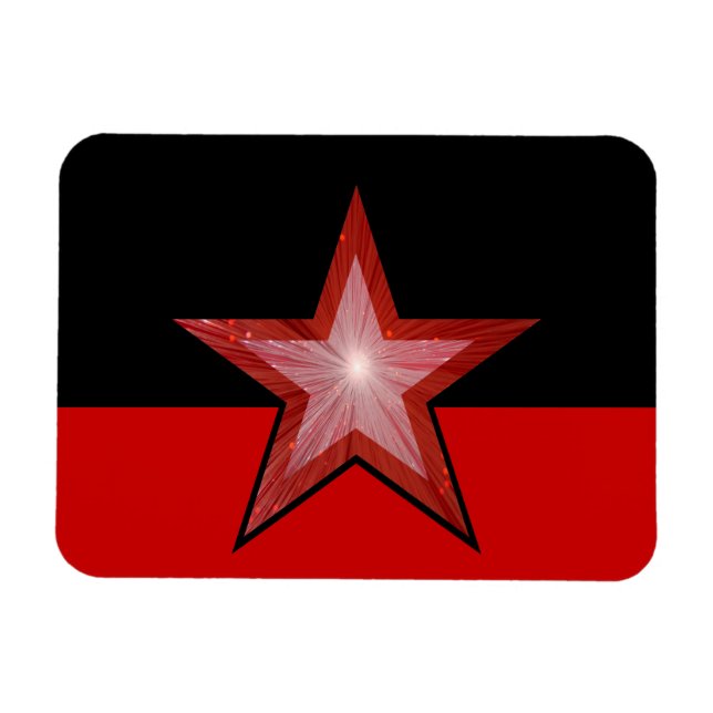 Vermelho - estrela flexível - ímã - preto (Horizontal)