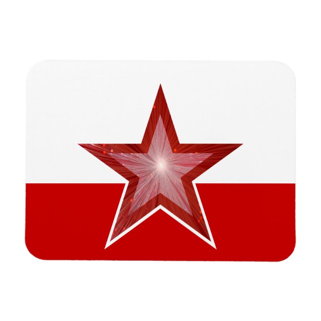 Vermelho - estrela flexível - ímã - vermelho (Horizontal)