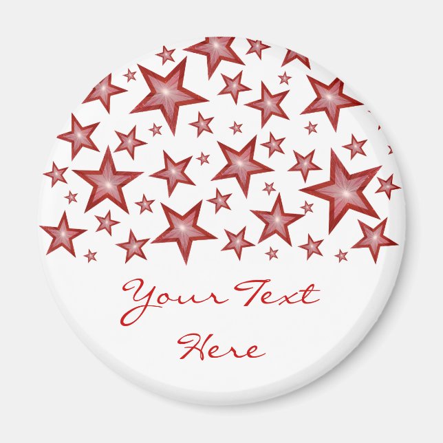 Vermelho Estrelas 'Seu Texto' Branco imã de gelade (Frente)