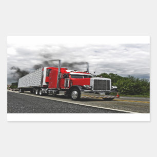 Vermelho & etiquetas de Rollin Peterbilt