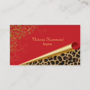 Vermelho extravagante & cartão de visita do