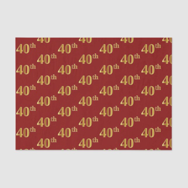 Vermelho, Faux Dourado 40º (quadragésimo) Papel Te (Frente )