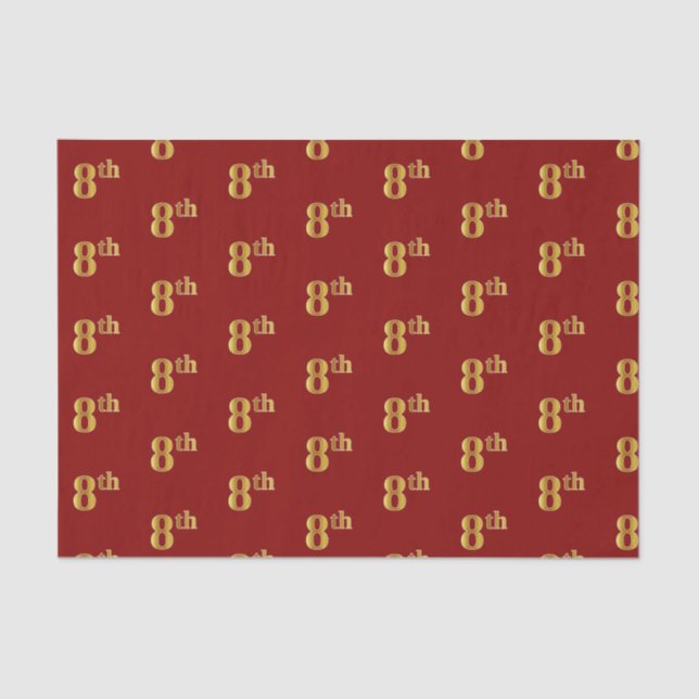 Vermelho, Faux Dourado 8º (Oitavo) Papel Tecido de (Frente )