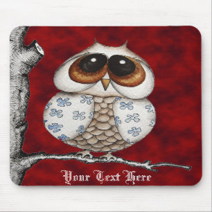 Vermelho floral Mousepad da coruja
