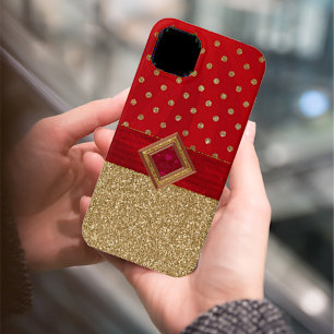 Vermelho glamouroso e Dourada gliteria