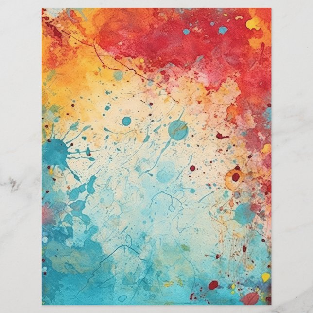 Vermelho, Laranja, Cor d'água Teal exibe a página  (Frente)