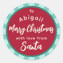 Vermelho listrado do adesivo de presentes de Papai