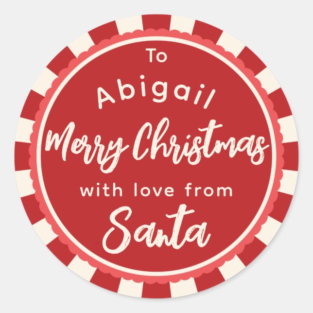 Vermelho listrado do adesivo de presentes de Papai (Frente)