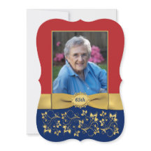 Vermelho, Marinho, Dourado 65 Foto Convite de Aniv